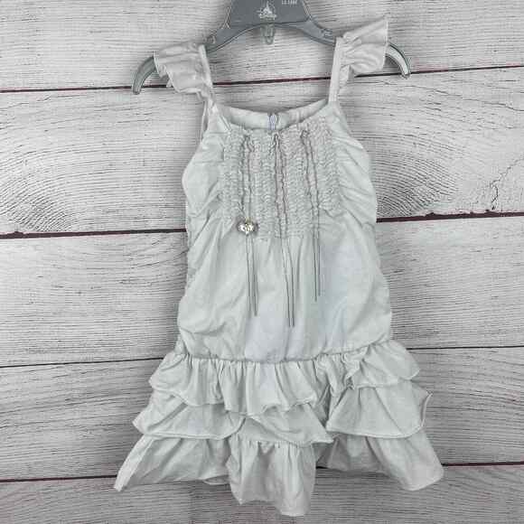 Italian Brand Silvian Heach Kids White Ruffle Flutter Sleeve Dress Size 2 - Picture 1 of 9